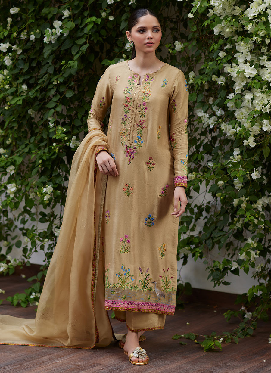 SINTRA EMBROIDERED RAW SILK SHIRT AND DUPATTA - Tara Luxe II by Farah Talib Aziz