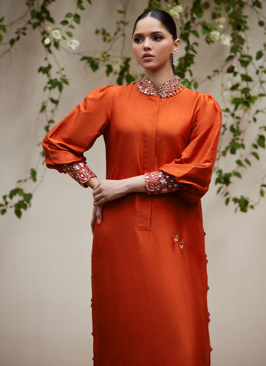 YURI RUST RAW SILK SHIRT - Tara Luxe II by Farah Talib Aziz