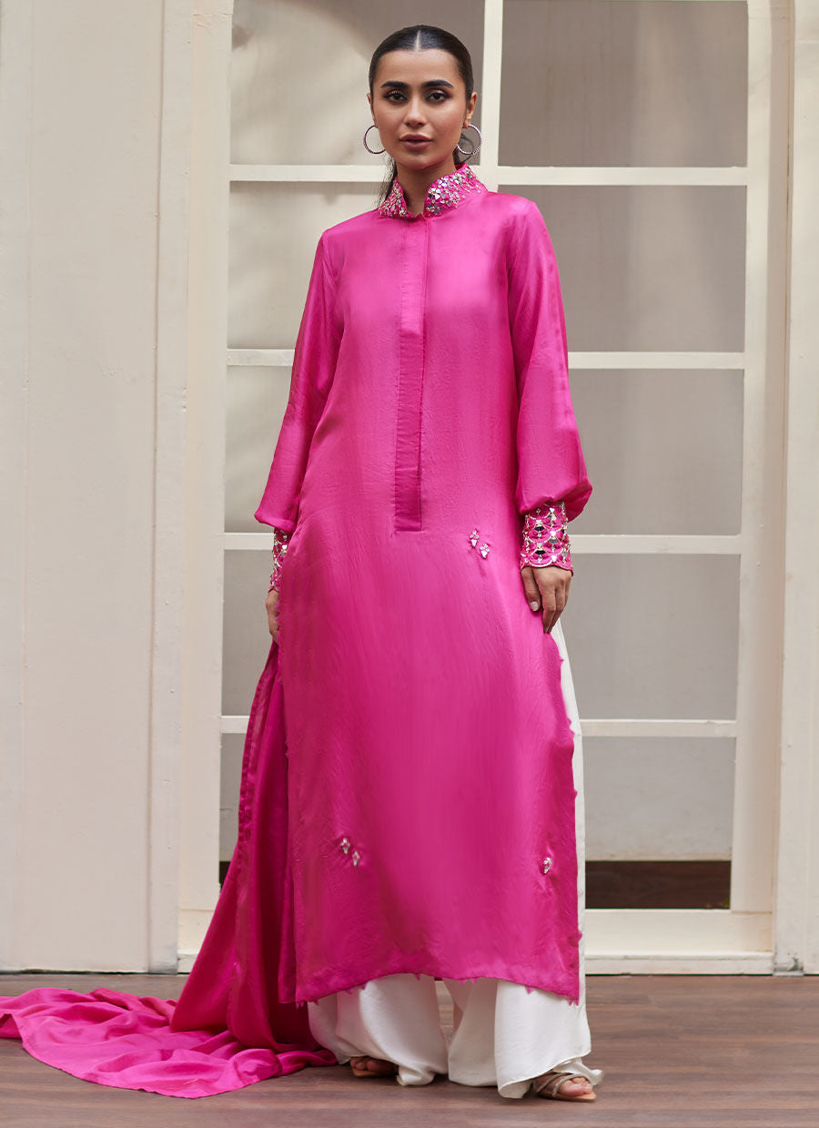 VANKA FUSCHIA RAW SILK SHIRT - Tara Luxe II by Farah Talib Aziz