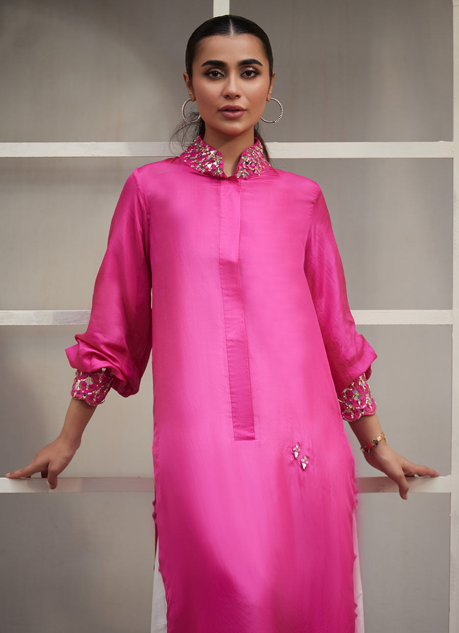 VANKA FUSCHIA RAW SILK SHIRT - Tara Luxe II by Farah Talib Aziz