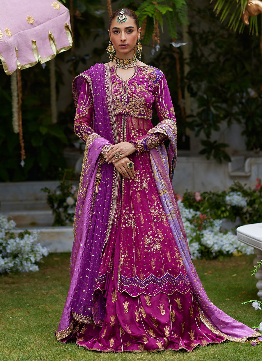 Raya Magenta Front Open Kalidaar - Miray Festive Formals by Farah Talib Aziz