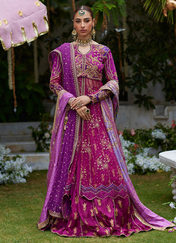 Raya Magenta Front Open Kalidaar - Miray Festive Formals by Farah Talib Aziz