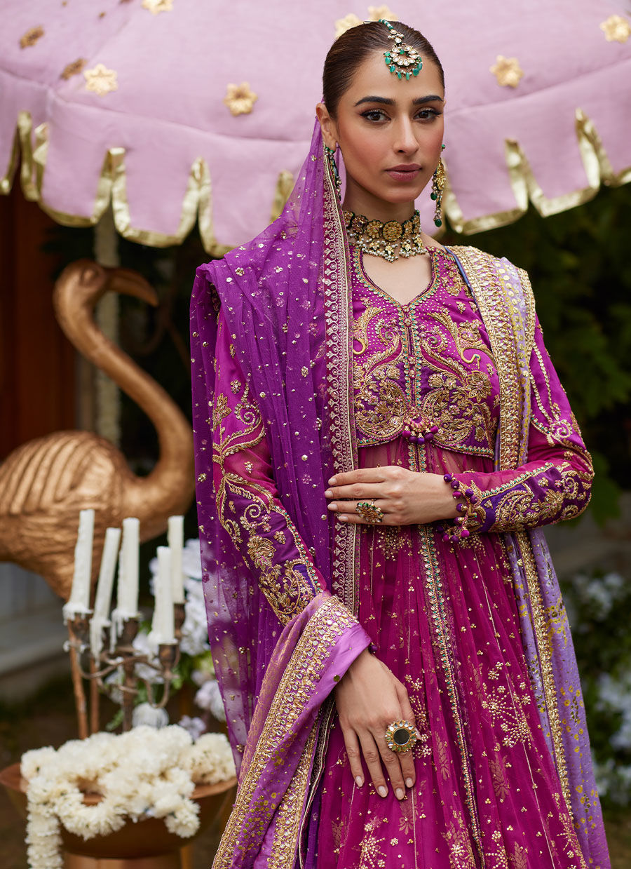 Raya Magenta Front Open Kalidaar - Miray Festive Formals by Farah Talib Aziz