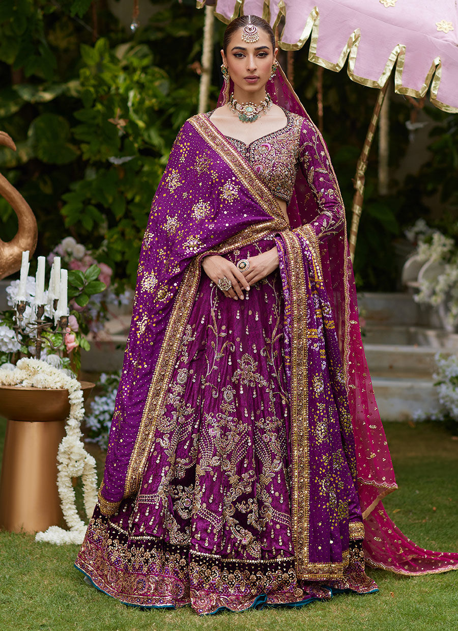 Zimal Plum Lehenga Choli - Miray Festive Formals by Farah Talib Aziz