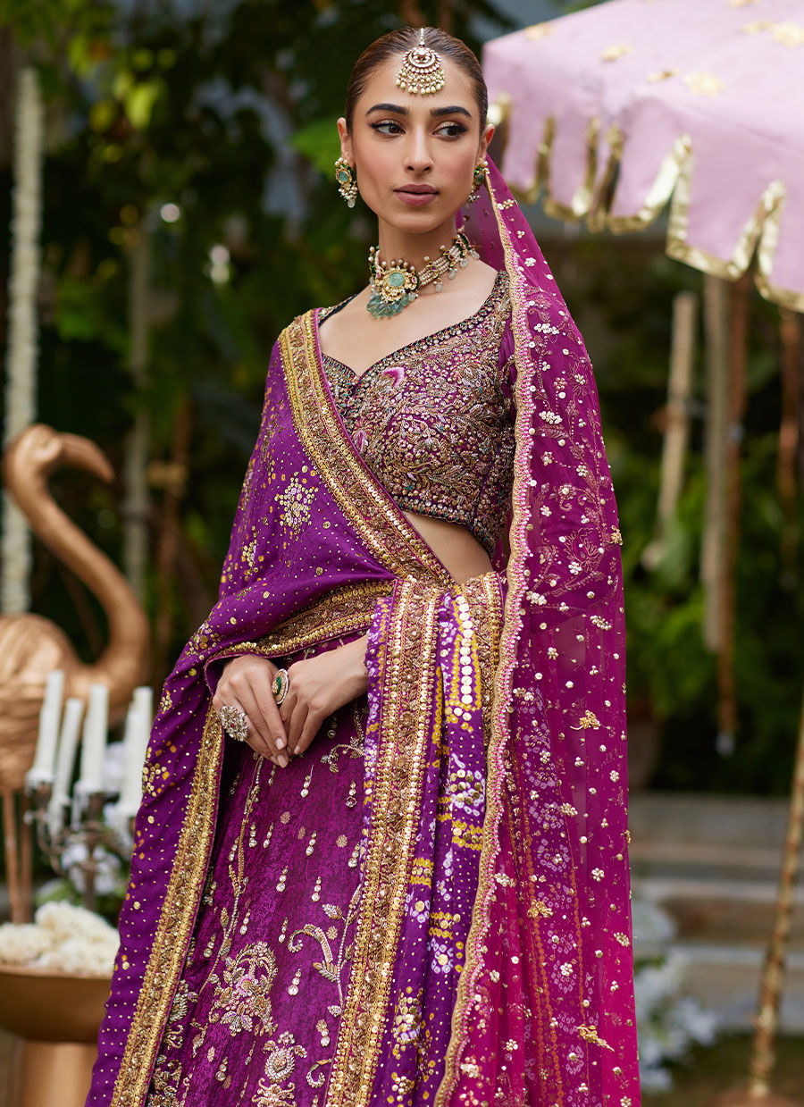 Zimal Plum Lehenga Choli - Miray Festive Formals by Farah Talib Aziz