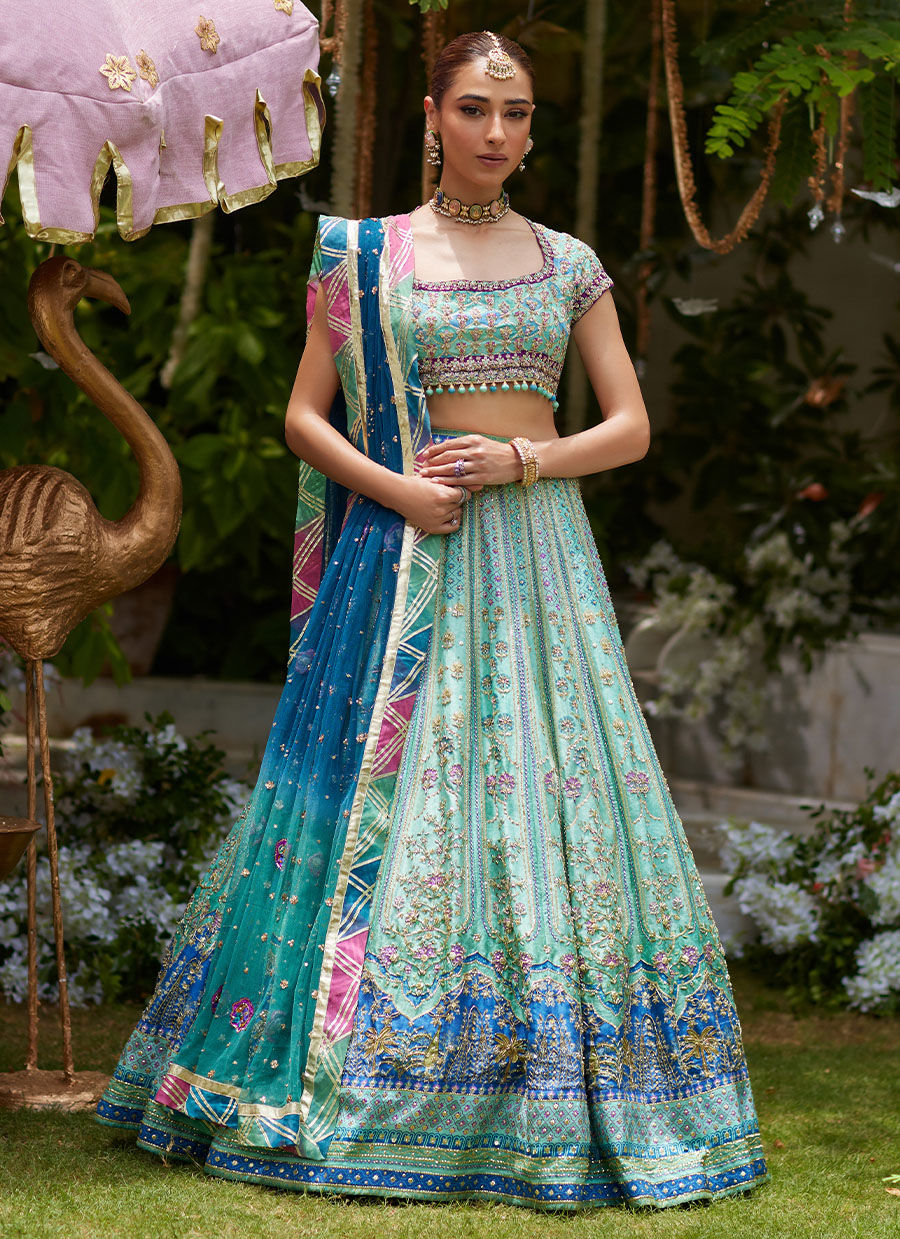 Asel Aqua Lehenga Choli - Miray Festive Formals by Farah Talib Aziz