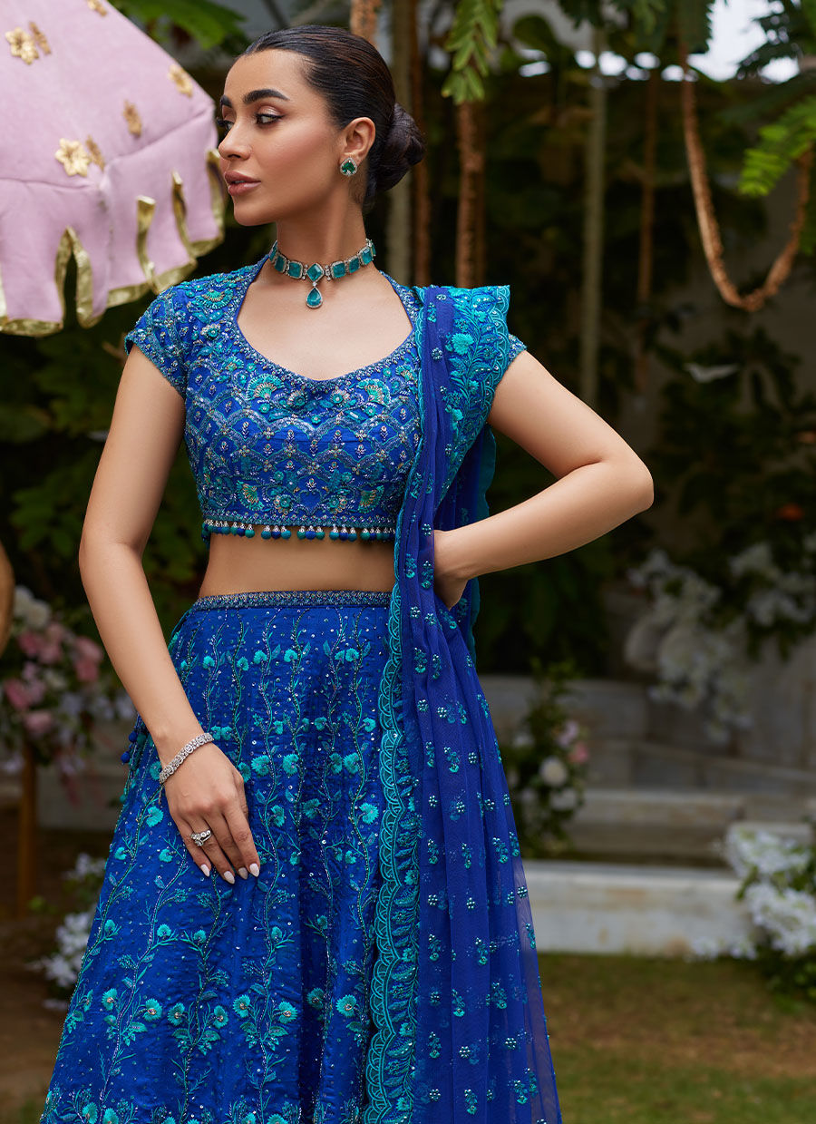 Laira Royal Blue Lehenga Choli - Miray Festive Formals by Farah Talib Aziz