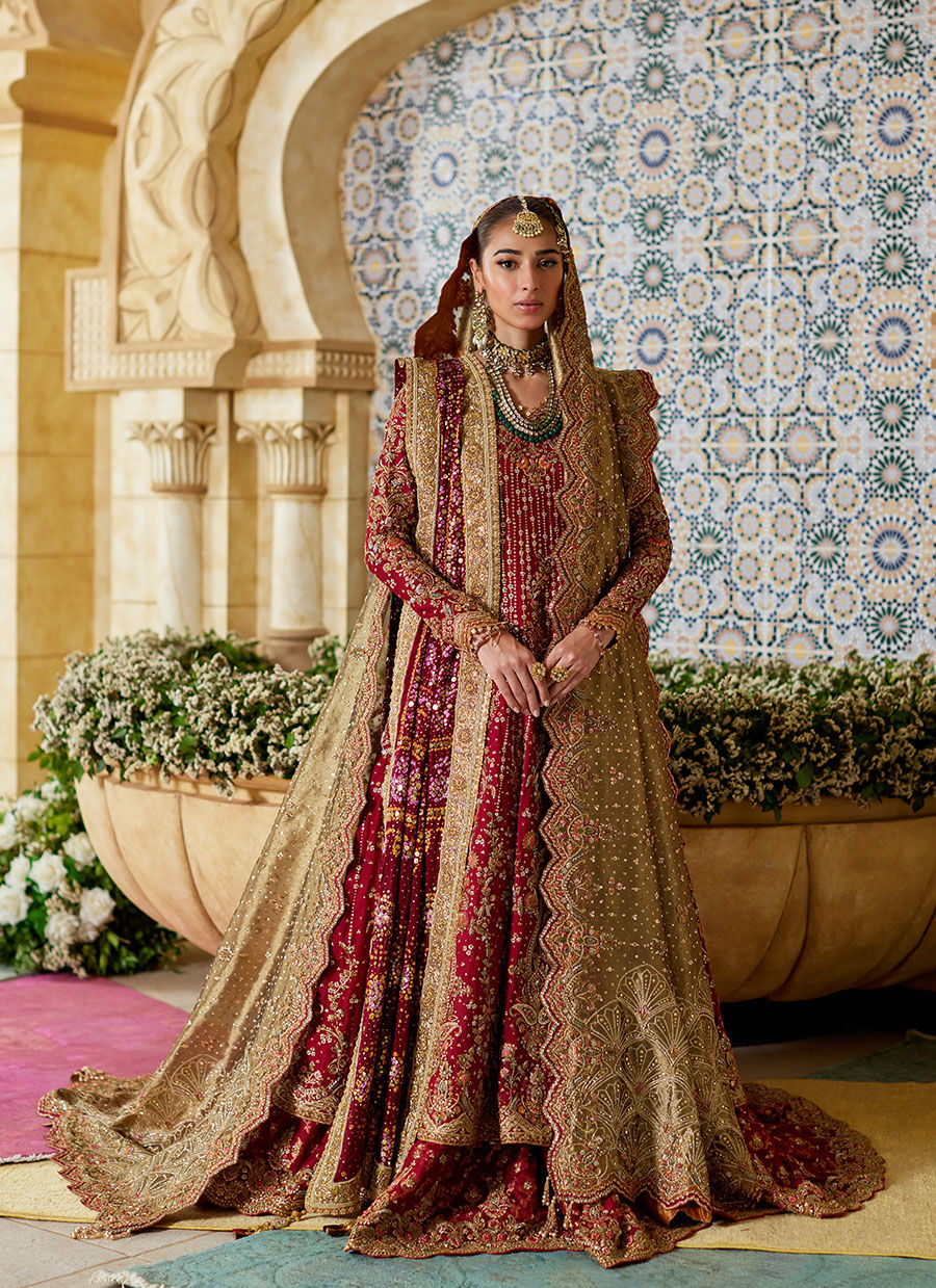 Zemira Crimson Farshi Lehenga - Miray Festive Formals by Farah Talib Aziz