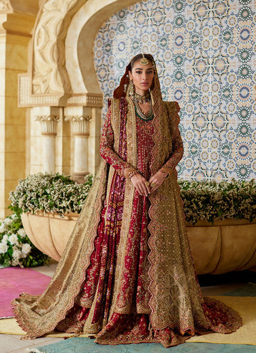 Zemira Crimson Farshi Lehenga - Miray Festive Formals by Farah Talib Aziz