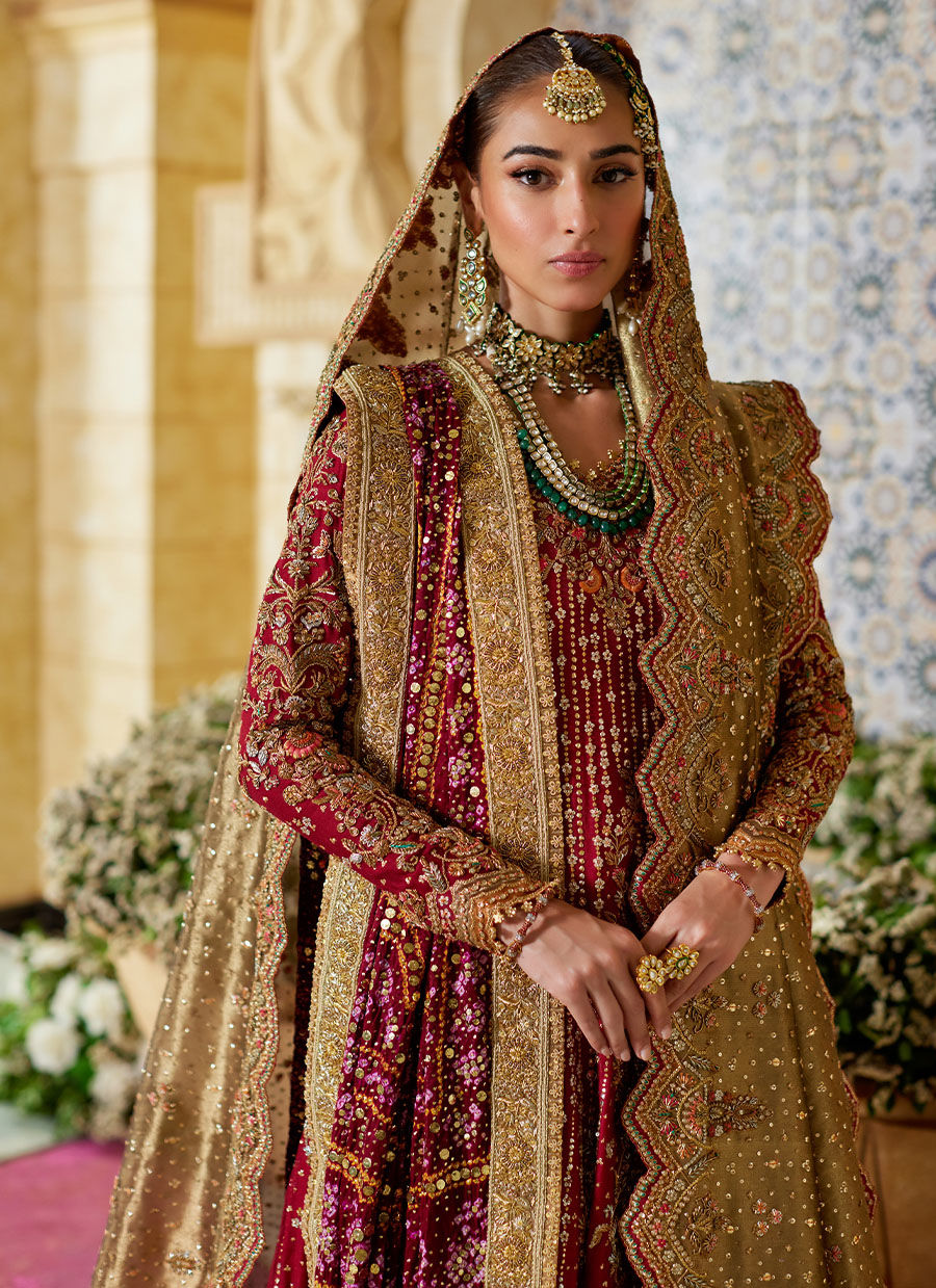 Zemira Crimson Farshi Lehenga - Miray Festive Formals by Farah Talib Aziz