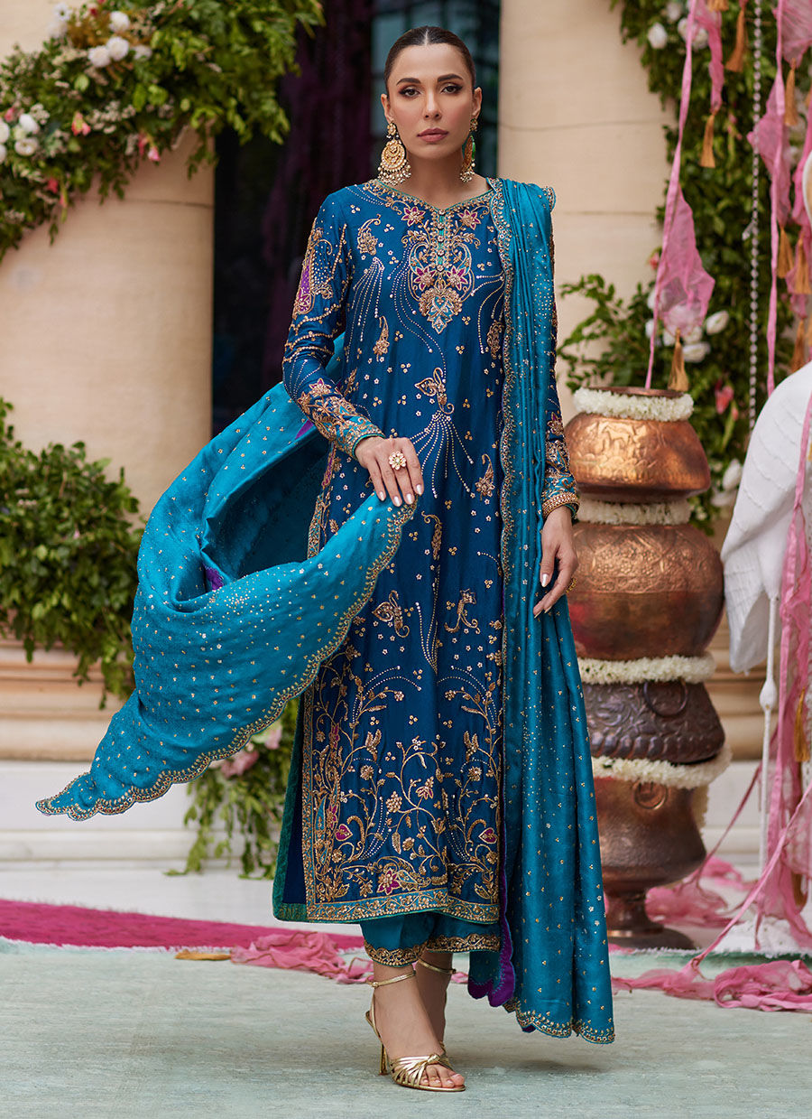 Nihal Teal Kurta - Miray Festive Formals by Farah Talib Aziz