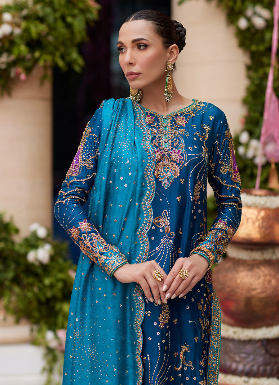 Nihal Teal Kurta - Miray Festive Formals by Farah Talib Aziz