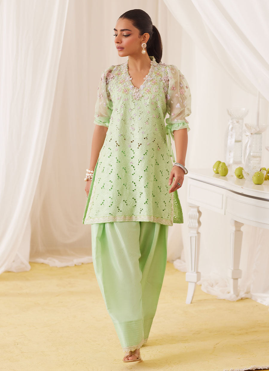 Nikol Mint Hand Embellished Shirt - Lea Fall by Farah Talib Aziz