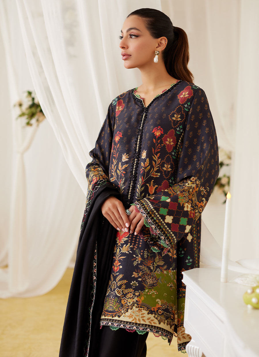 Maala Printed Raw Silk Shirt And Dupatta - Lea Fall by Farah Talib Aziz