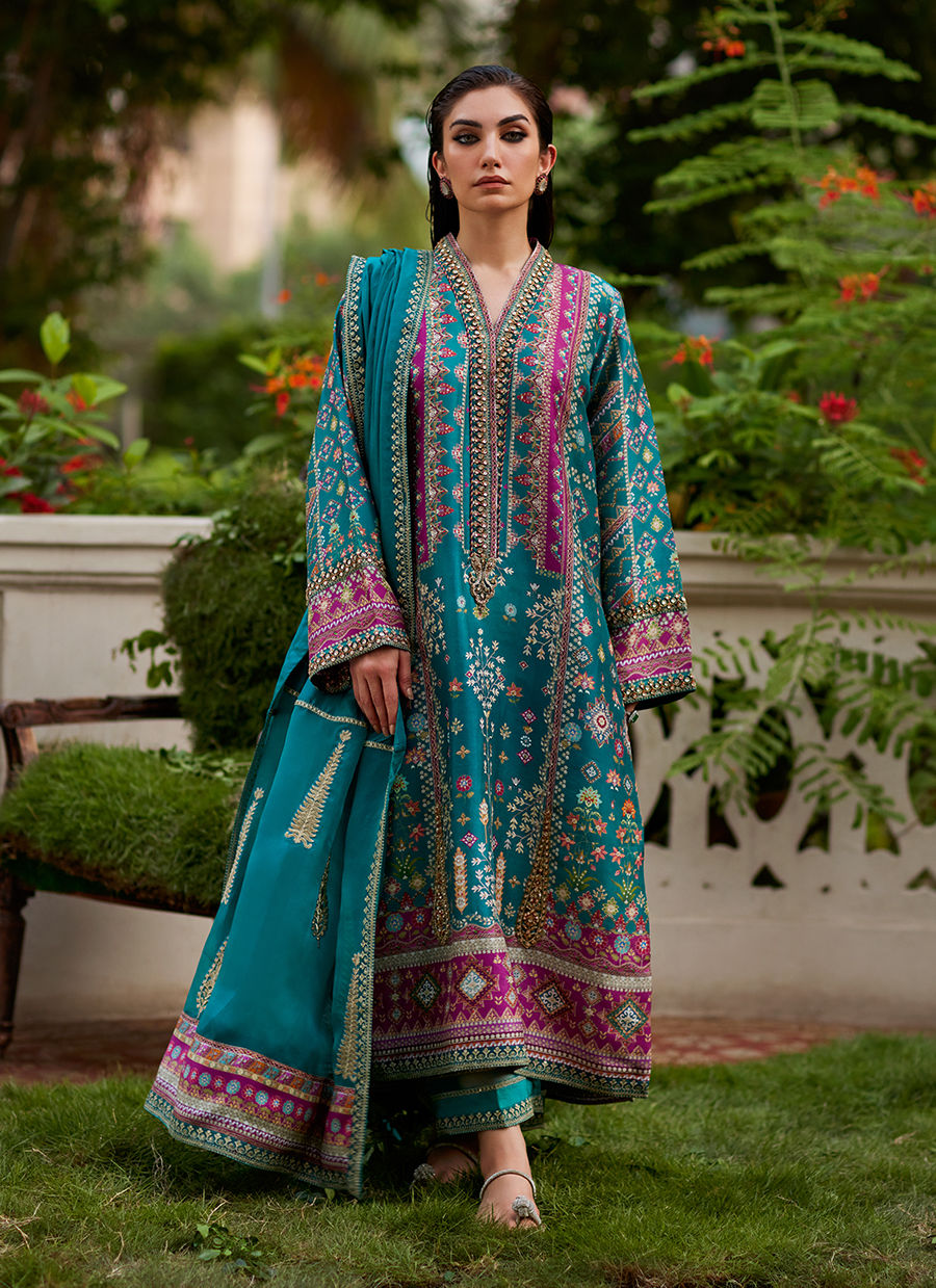 Aahna Shirt And Dupatta - Mayna Festive Prints'24 by Farah Talib Aziz