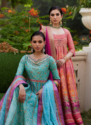 Zaiba Turquoise Kalidaar - Mayna Festive Prints'24 by Farah Talib Aziz