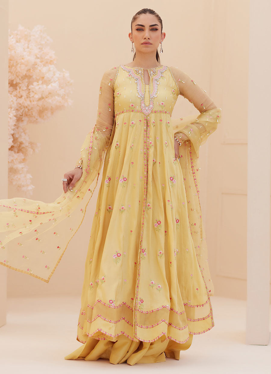 Buttercup Silk Kalidaar and Dupatta - Zaza'25 by Farah Talib Aziz