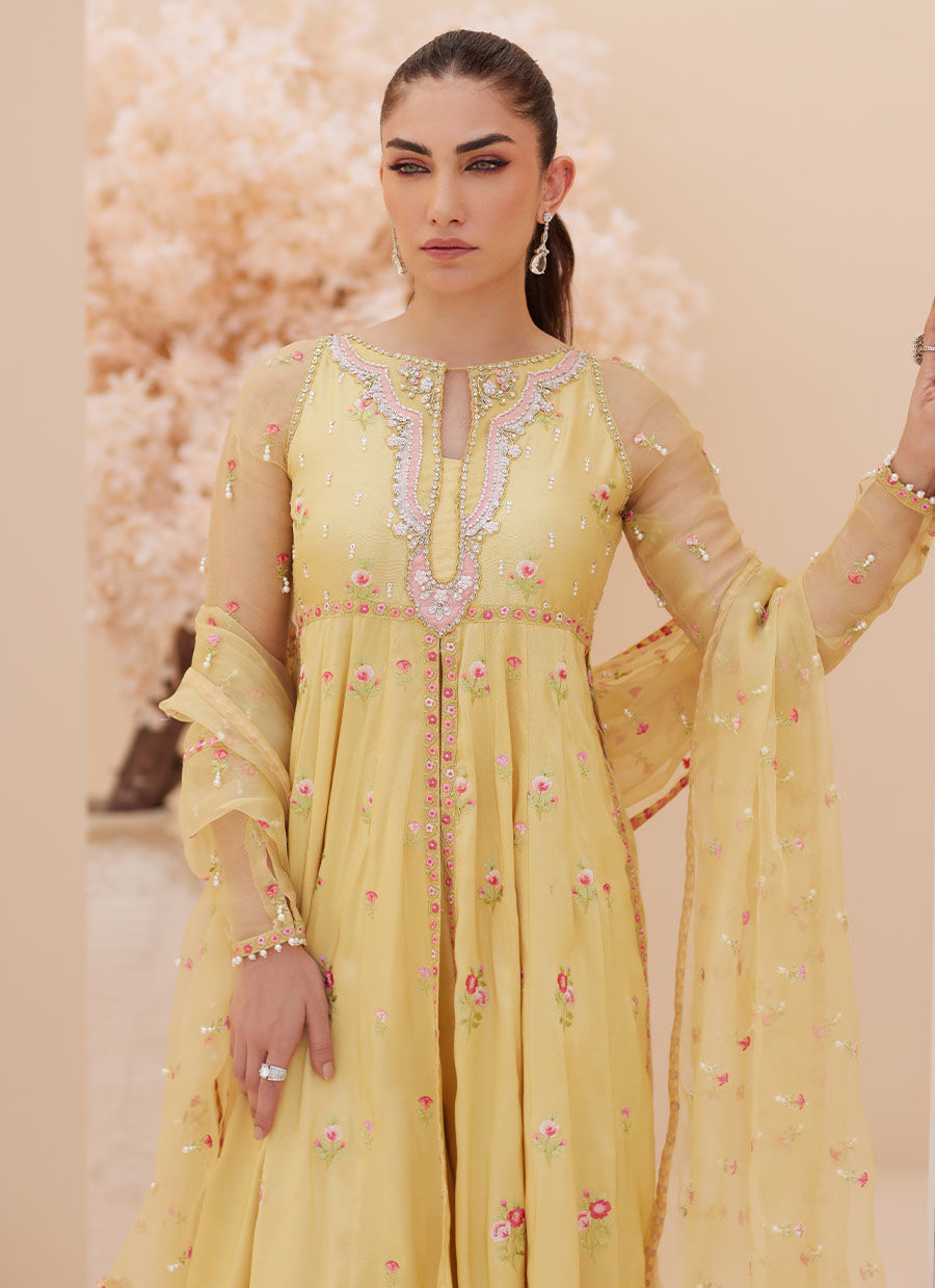 Buttercup Silk Kalidaar and Dupatta - Zaza'25 by Farah Talib Aziz