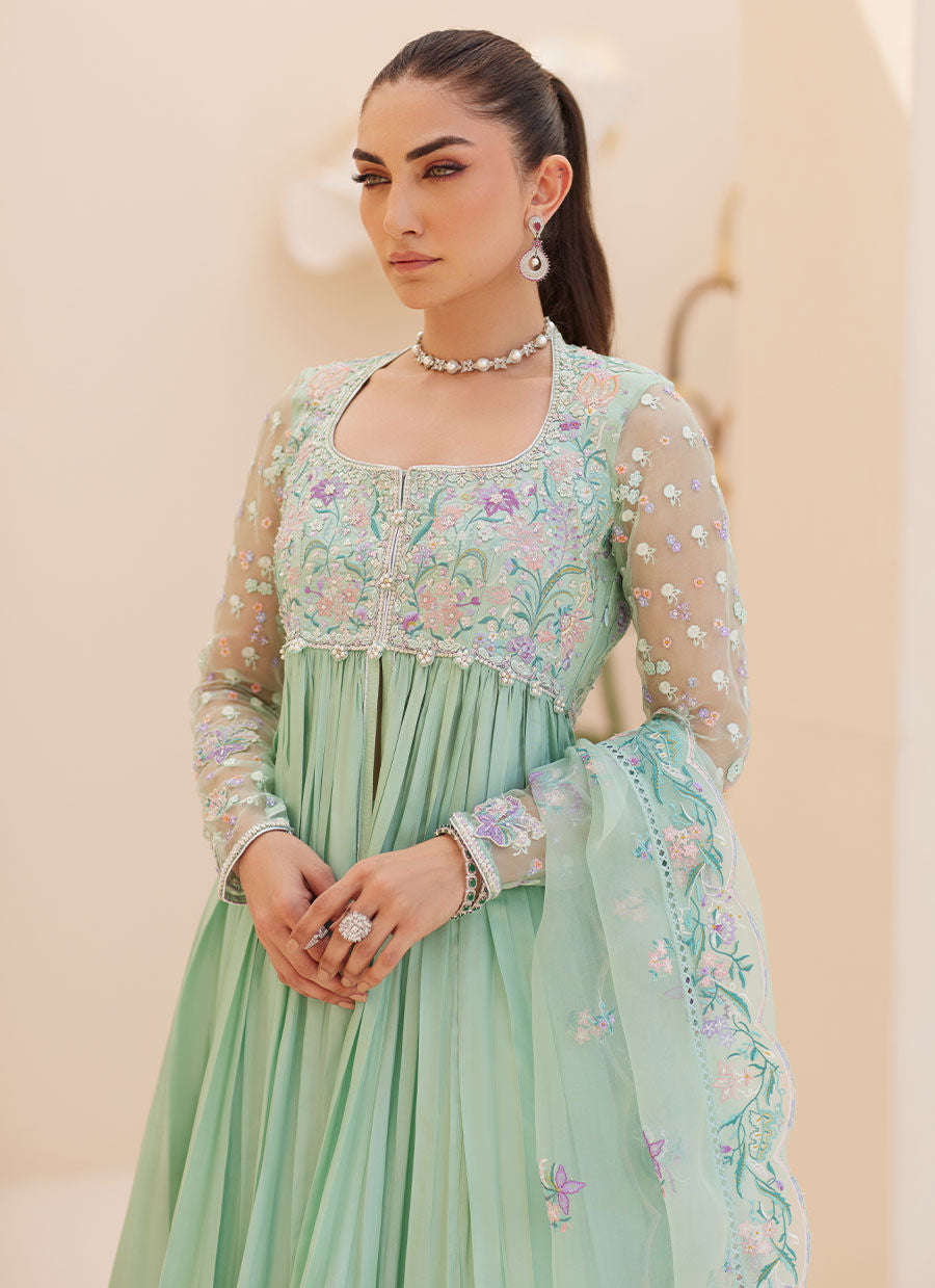 Freya Aqua Kalidaar and Dupatta - Zaza'25 by Farah Talib Aziz