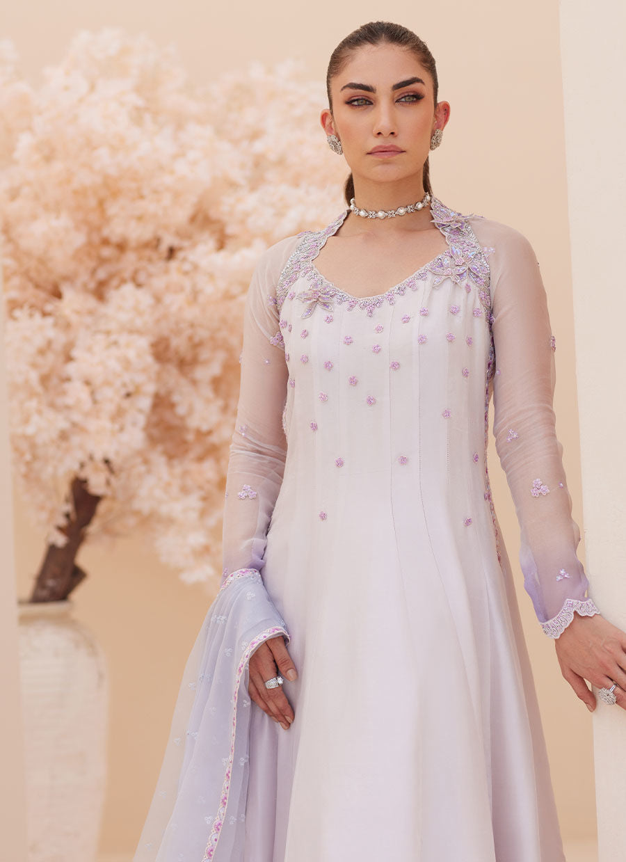 Katniss Silver Pearl Kalidar and Dupatta - Zaza'25 by Farah Talib Aziz