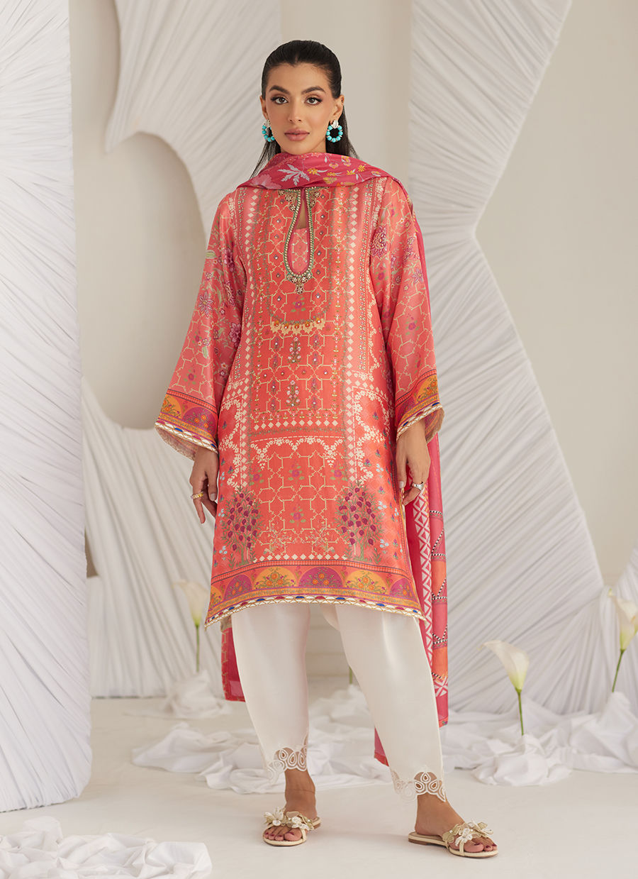 Lillia Tangerine Shirt and Dupatta - LEA Eid 25 by Farah Talib Aziz