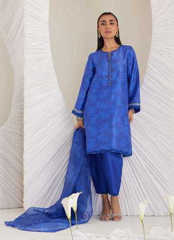 Electra Cobalt Shirt and Dupatta - LEA Eid 25 by Farah Talib Aziz