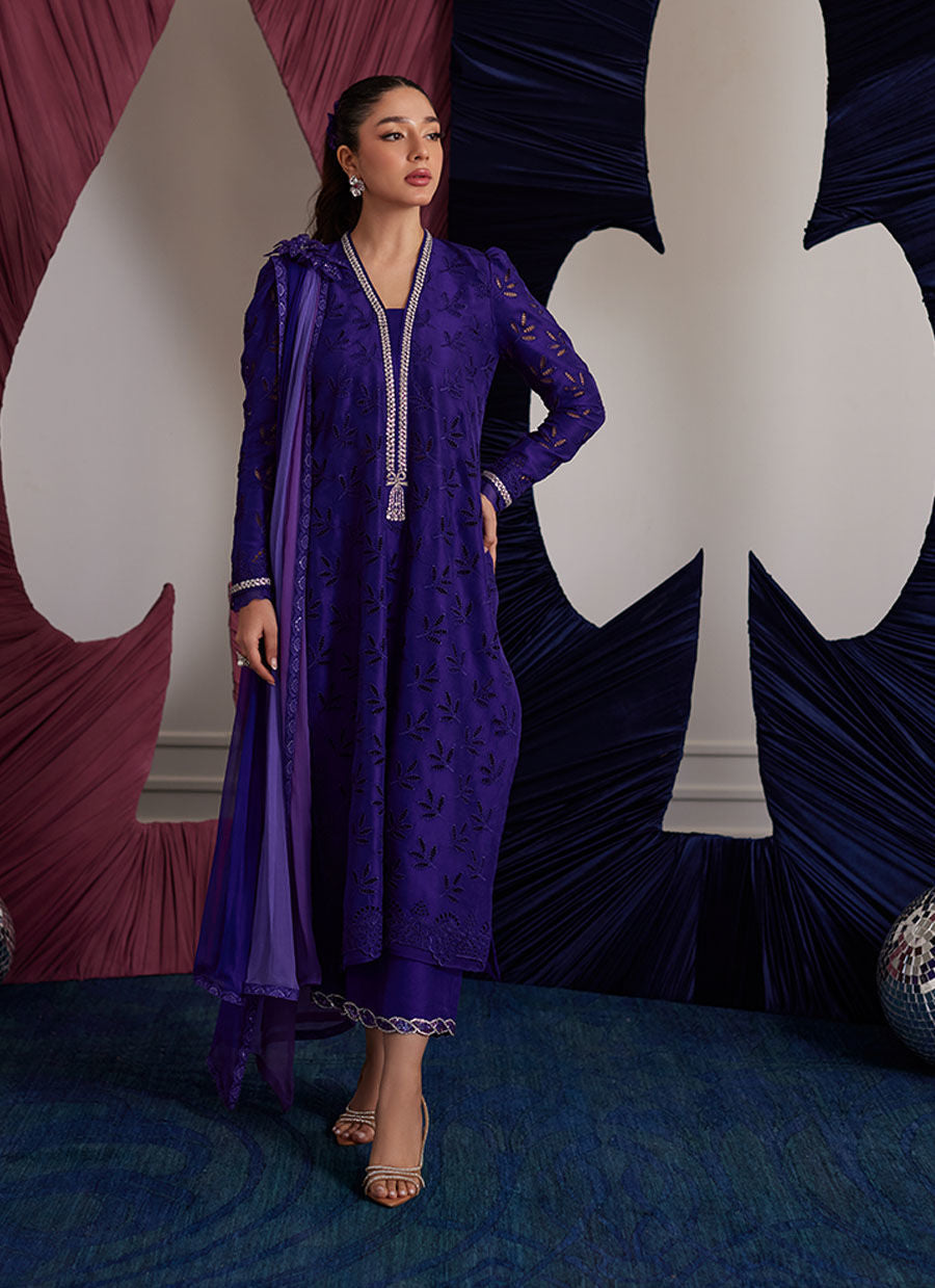 Gloria Indigo Shirt And Dupatta - Luna Eid Edit by Farah Talib Aziz