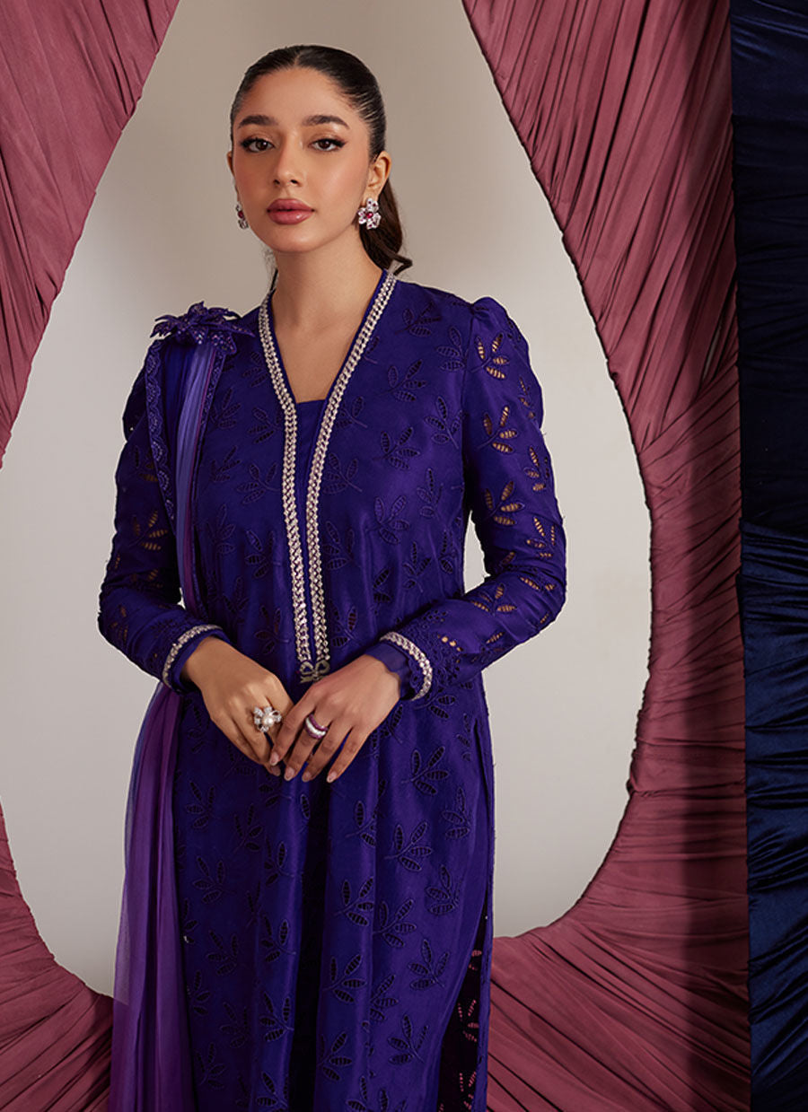 Gloria Indigo Shirt And Dupatta - Luna Eid Edit by Farah Talib Aziz