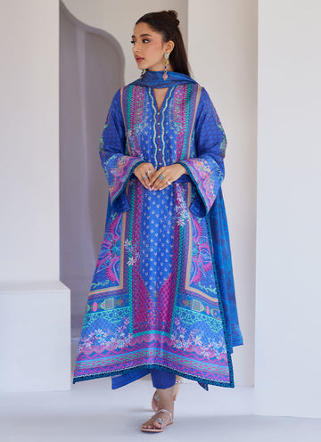 Revel Blue Shirt And Dupatta - Tara Eid Luxe 25 by Farah Talib Aziz