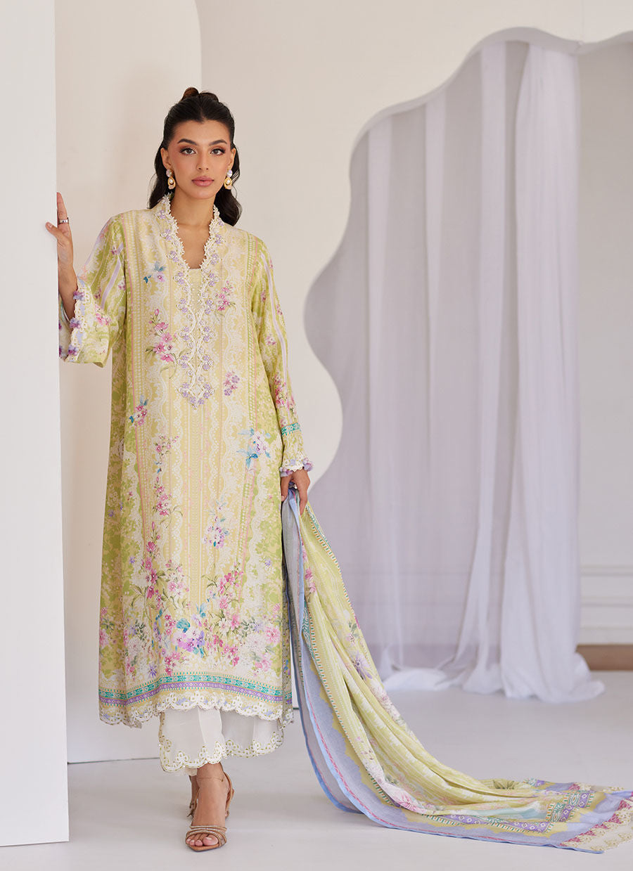 Elowyn Kiwi Shirt And Dupatta - Tara Eid Luxe 25 by Farah Talib Aziz