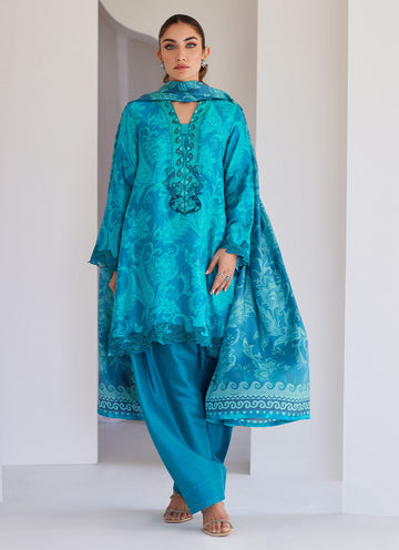 Luna Green Shirt And Dupatta - Tara Eid Luxe 25 by Farah Talib Aziz