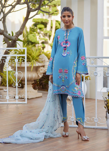 Nyssa Blue Shirt and Dupatta - Tara Eid Luxe II by Farah Talib Aziz