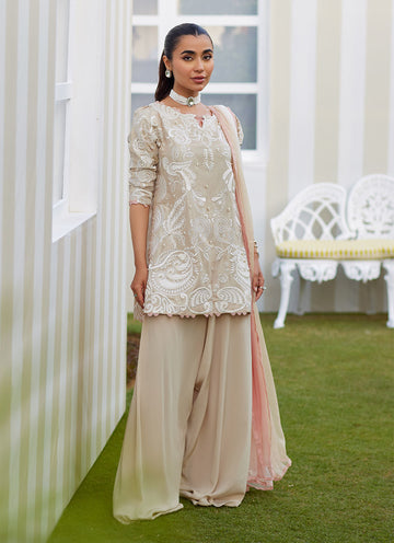 Danika Sand Shirt and Dupatta - Tara Eid Luxe II by Farah Talib Aziz
