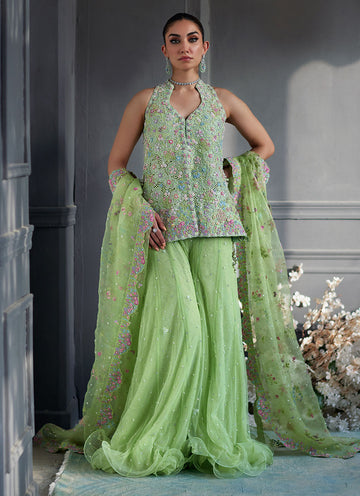 Zaria Kiwi Green Ensemble - Eira Ethereal Couture by Farah Talib Aziz