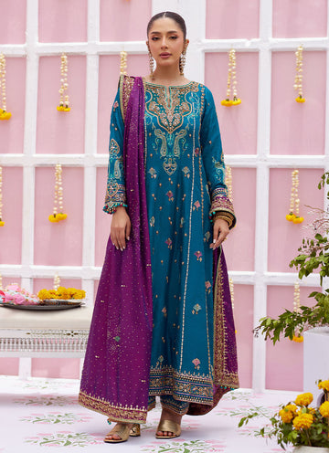 Alaya Teal Kurta and Dupatta - Amaltas 25 by Farah Talib Aziz
