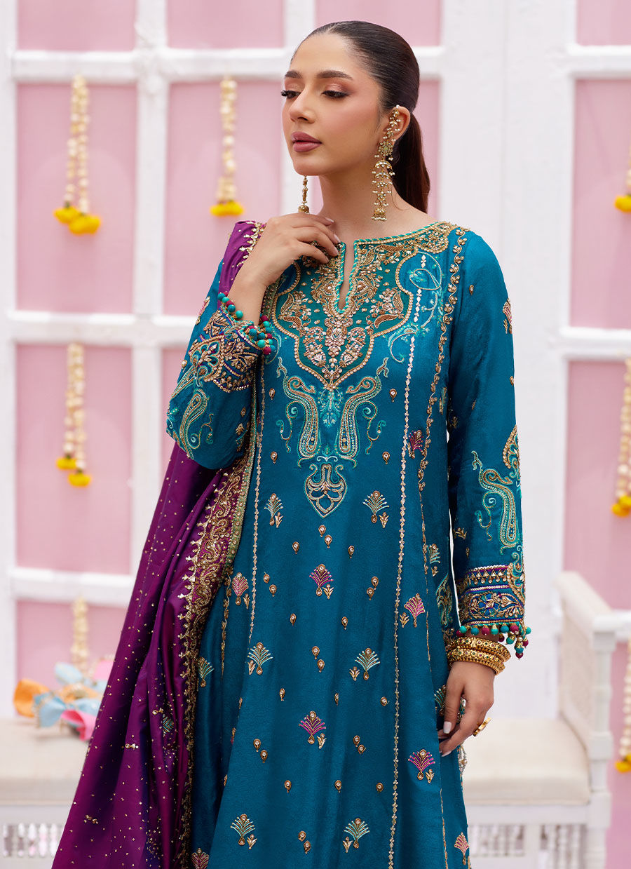 Alaya Teal Kurta and Dupatta - Amaltas 25 by Farah Talib Aziz