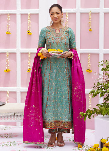 Malina Sage Shirt and Dupatta - Amaltas 25 by Farah Talib Aziz