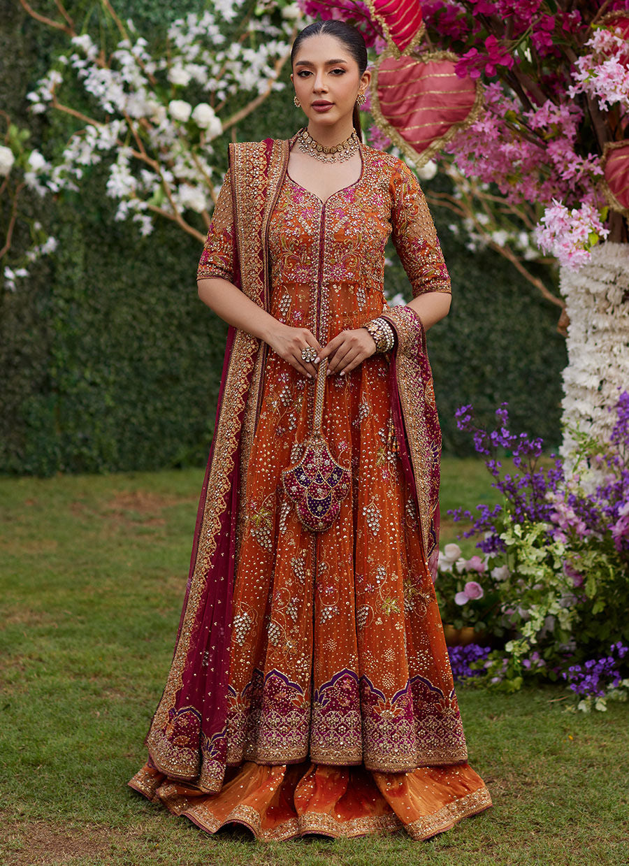 Mireya Burnt Orange Kalidaar - Amaltas 25 by Farah Talib Aziz