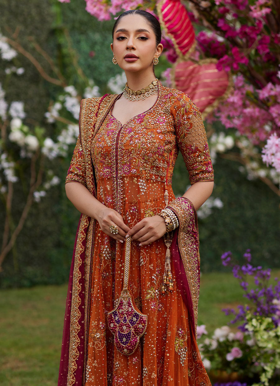 Mireya Burnt Orange Kalidaar - Amaltas 25 by Farah Talib Aziz