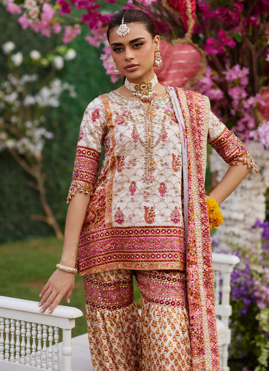 Velina Block Printed Shirt and Gharara - Amaltas 25 by Farah Talib Aziz