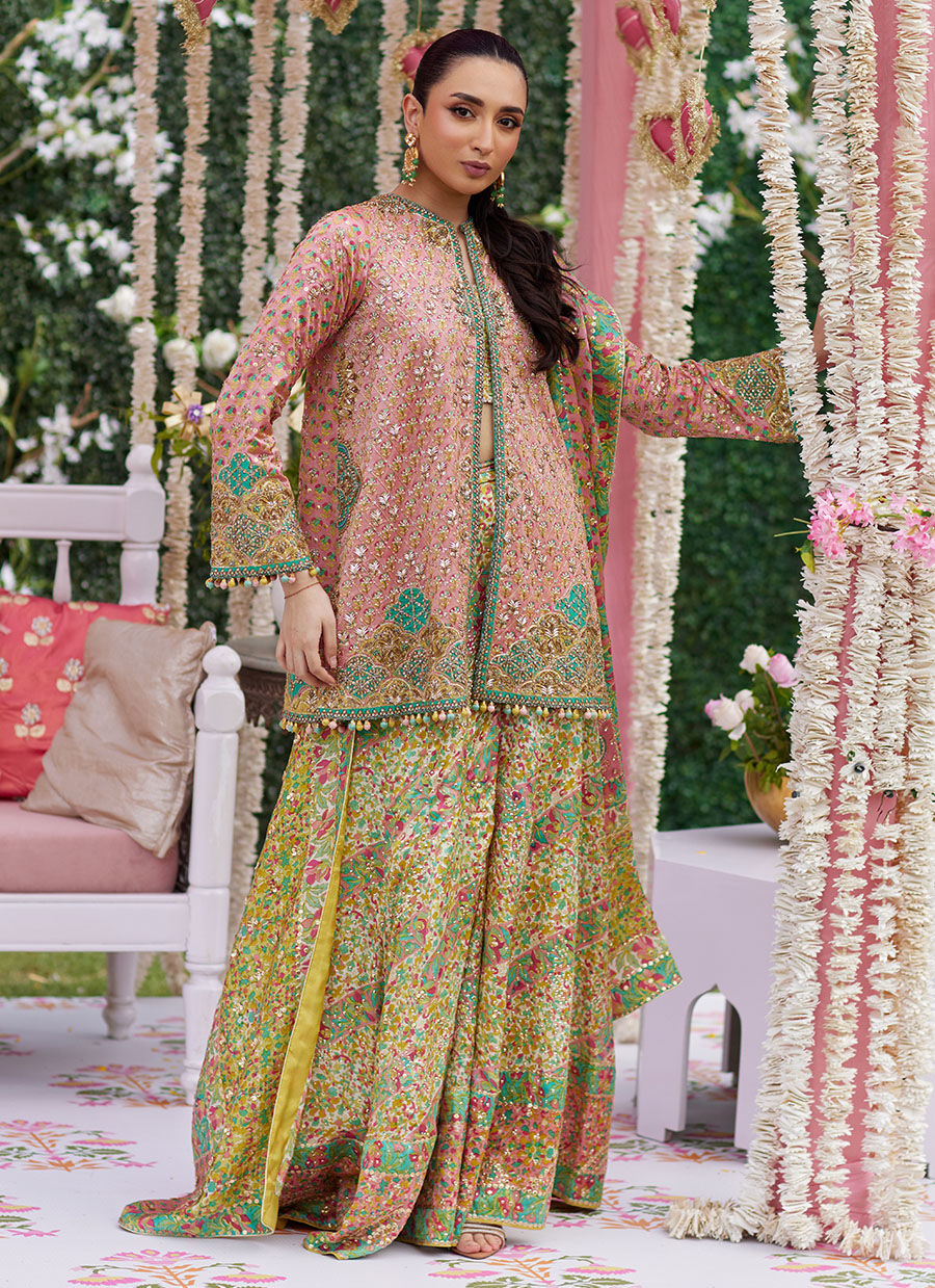 Shae Blockprinted Dhaka and Short Jacket - Amaltas 25 by Farah Talib Aziz