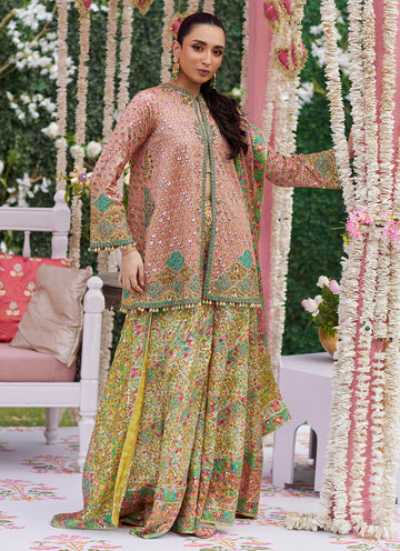 Shae Blockprinted Dhaka and Short Jacket - Amaltas 25 by Farah Talib Aziz