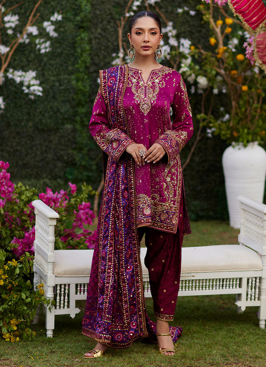 Nura Magenta Shirt and Dupatta - Amaltas 25 by Farah Talib Aziz