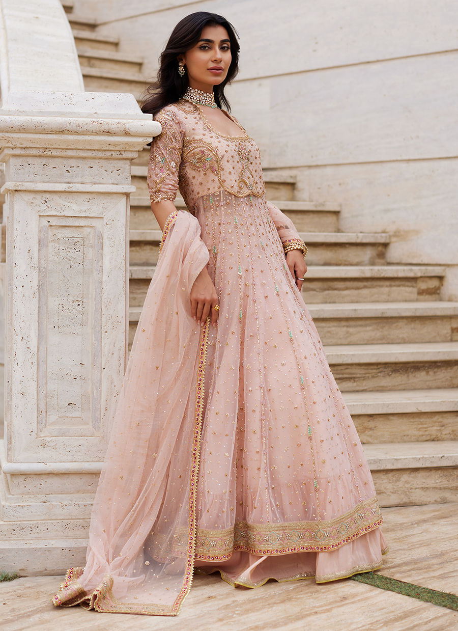 Nazneed Peach Kalidaar - Miray Heritage Bridals 25 by Farah Talib Aziz