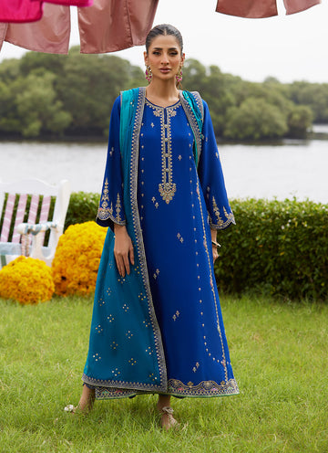 Opal Blue Shirt And Dupatta - Mayna Festive Luxe Pret by Farah Talib Aziz