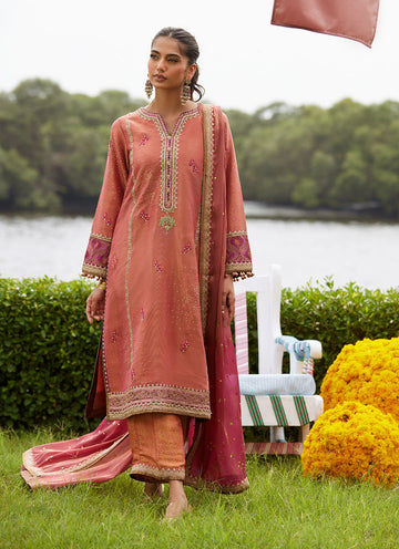 Rivaaz Coral Shirt And Dupatta - Mayna Festive Luxe Pret by Farah Talib Aziz