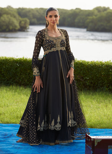 Mehzar Black Kalidaar And Dupatta - Mayna Festive Luxe Pret by Farah Talib Aziz