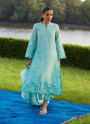 Wari Aqua Kurta And Dupatta - Mayna Festive Luxe Pret by Farah Talib Aziz