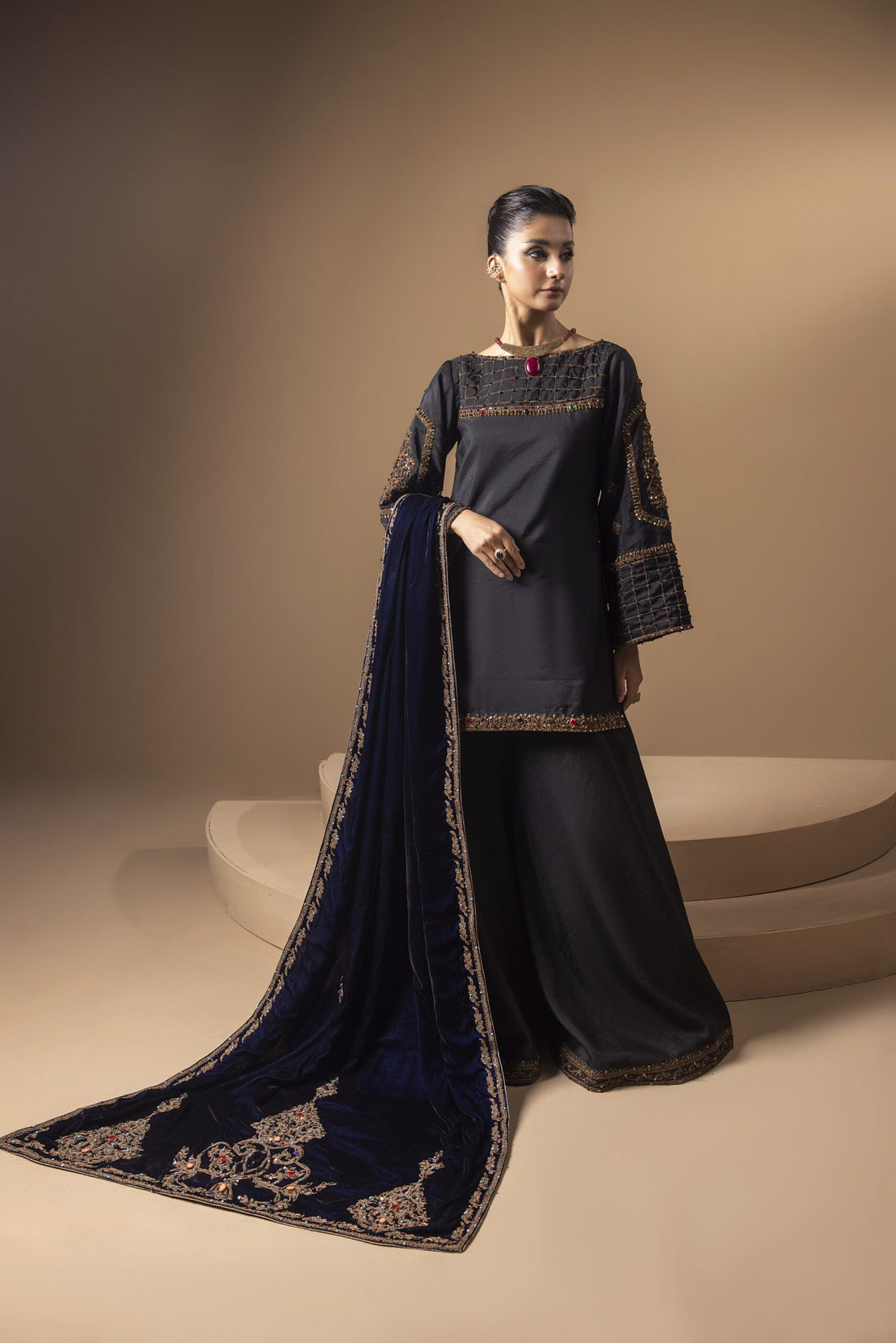 The Majestic Blue Shawl - The Royal Eternity by Maan Mehran