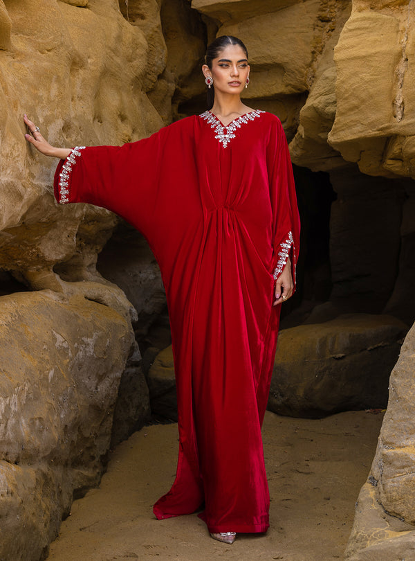 Capri Red - Velvet Pret'23 by Zainab Chottani